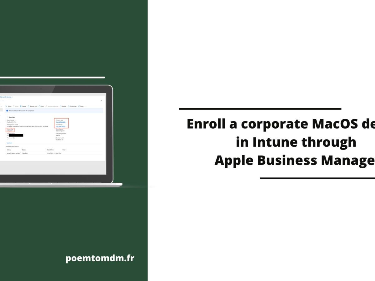 Enroll a corporate MacOS device in Intune through Apple Business Manager